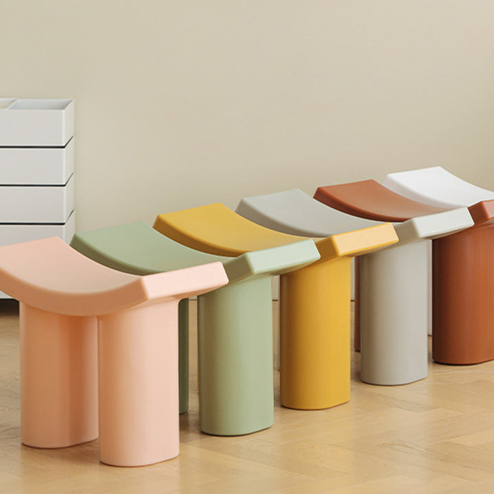 Taburete Bajo de Plástico Rectangular Nórdico Contemporáneo para Sala de Estar 