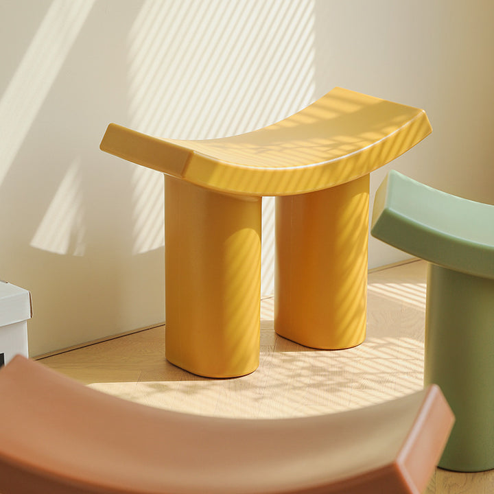 Taburete Bajo de Plástico Rectangular Nórdico Contemporáneo para Sala de Estar 