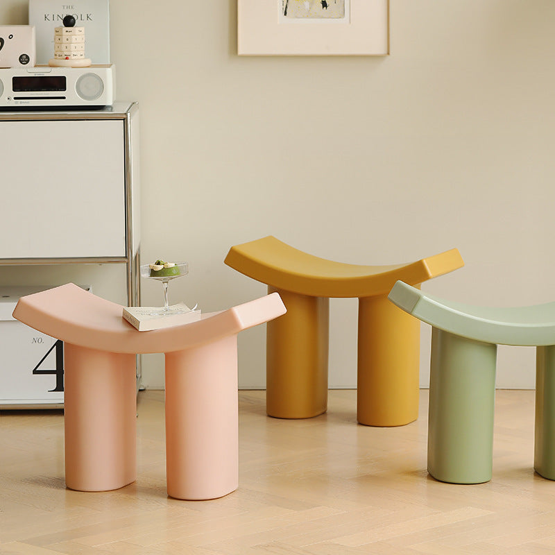 Taburete Bajo de Plástico Rectangular Nórdico Contemporáneo para Sala de Estar 