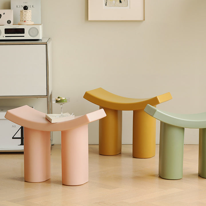 Taburete Bajo de Plástico Rectangular Nórdico Contemporáneo para Sala de Estar 