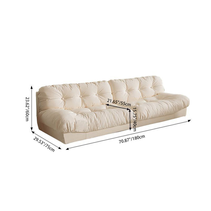 Modern Minimalist Rectangular Cat Scratch Leather Pine Wood Sofa Backrest Armless For Living Room