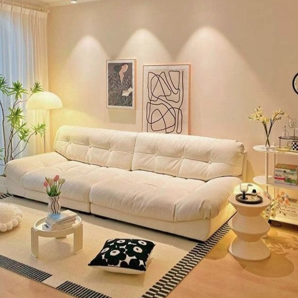 Minimalista moderno rectangular de pana MDF sofá respaldo sin brazos para sala de estar 