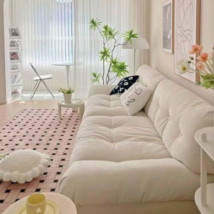 Minimalista moderno rectangular de pana MDF sofá respaldo sin brazos para sala de estar 