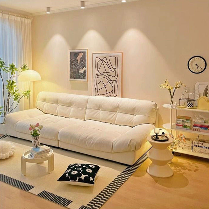 Minimalista moderno rectangular de pana MDF sofá respaldo sin brazos para sala de estar 