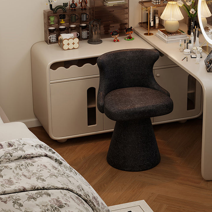 Contemporary Nordic Square Velvet Cat Scratch Leather Solid Wood Plywood Swivel Vanity Stool Backrest Armless For Bedroom