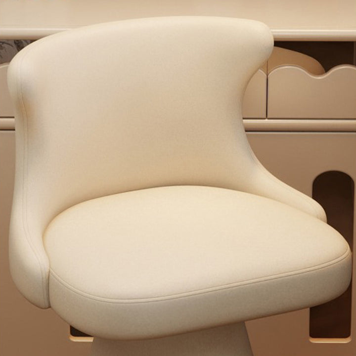 Contemporary Nordic Square Velvet Cat Scratch Leather Solid Wood Plywood Swivel Vanity Stool Backrest Armless For Bedroom