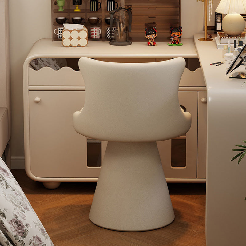Contemporary Nordic Square Velvet Cat Scratch Leather Solid Wood Plywood Swivel Vanity Stool Backrest Armless For Bedroom