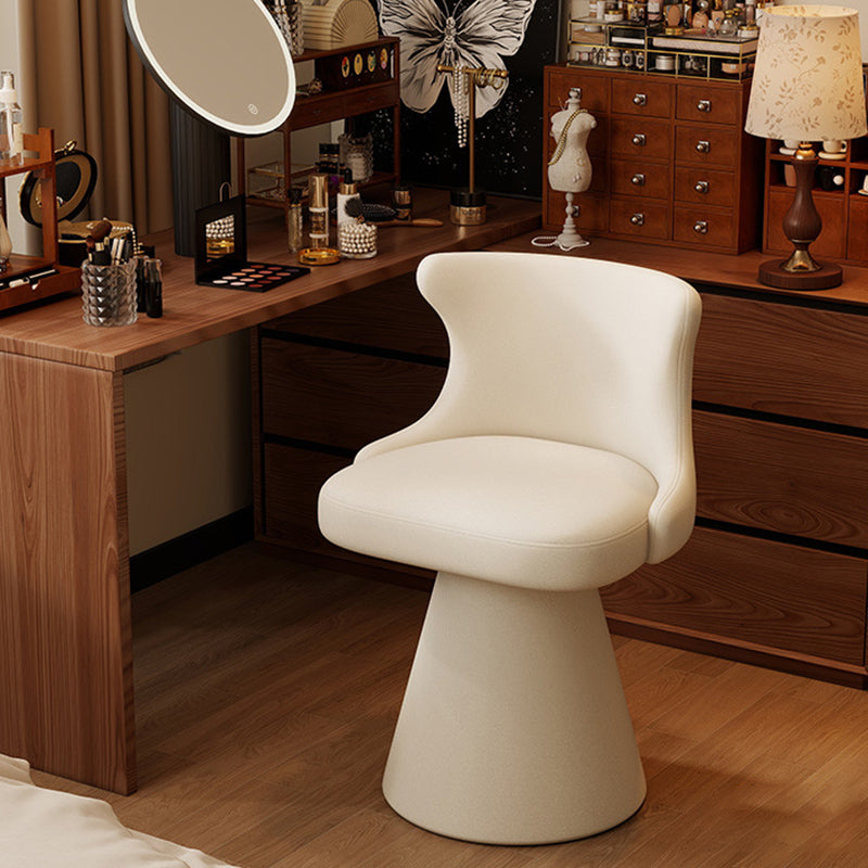 Contemporary Nordic Square Velvet Cat Scratch Leather Solid Wood Plywood Swivel Vanity Stool Backrest Armless For Bedroom