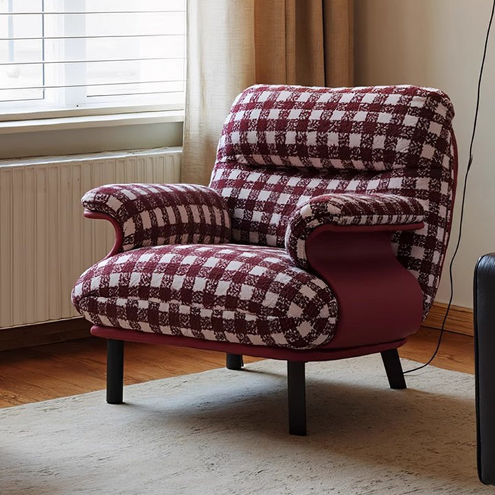 Chaise d'appoint contemporaine rétro carrée rectangulaire en coton-lin et acier au carbone avec dossier et accoudoirs pour salon 