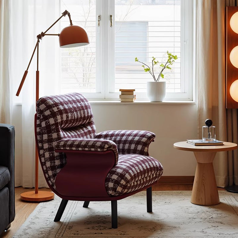 Contemporáneo Retro Cuadrado Rectangular Algodón-lino Acero al Carbono Silla de Acento Respaldo Reposabrazos Para Sala de Estar 