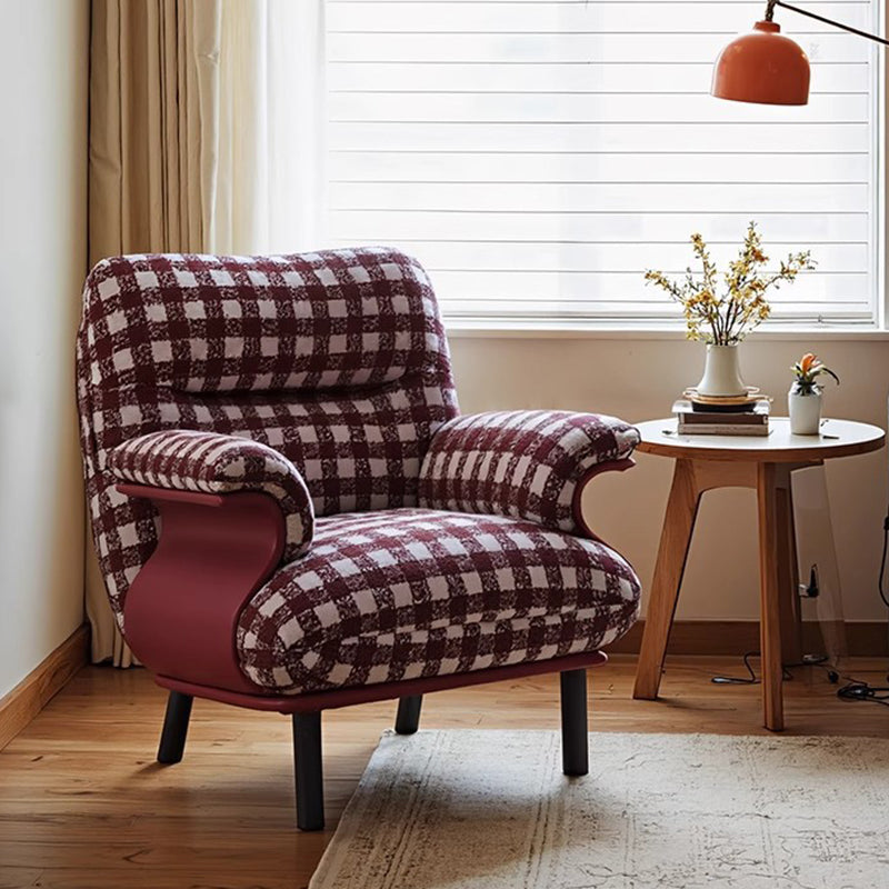 Contemporáneo Retro Cuadrado Rectangular Algodón-lino Acero al Carbono Silla de Acento Respaldo Reposabrazos Para Sala de Estar 