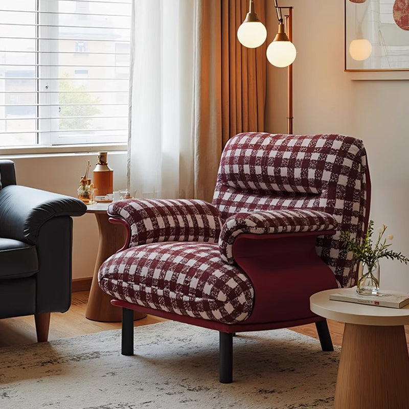Contemporáneo Retro Cuadrado Rectangular Algodón-lino Acero al Carbono Silla de Acento Respaldo Reposabrazos Para Sala de Estar 