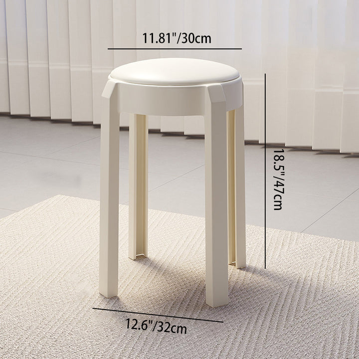 Modern Minimalist Round PU Leather PP Stackable Low Stool For Living Room