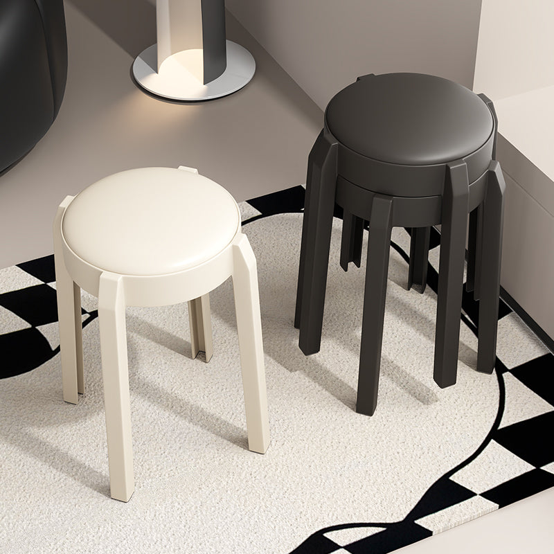 Modern Minimalist Round PU Leather PP Stackable Low Stool For Living Room