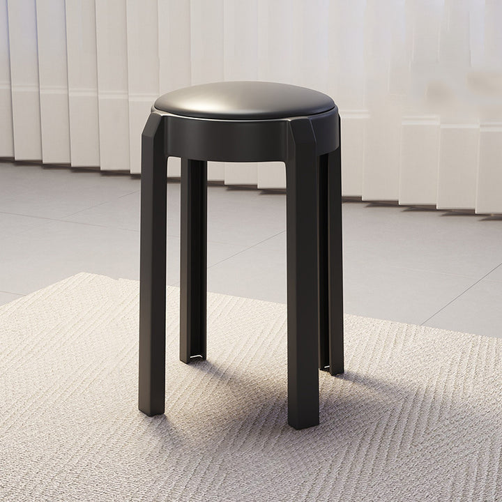 Modern Minimalist Round PU Leather PP Stackable Low Stool For Living Room