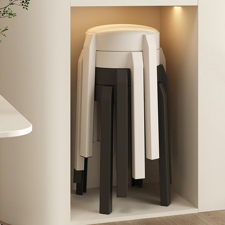 Modern Minimalist Round PU Leather PP Stackable Low Stool For Living Room