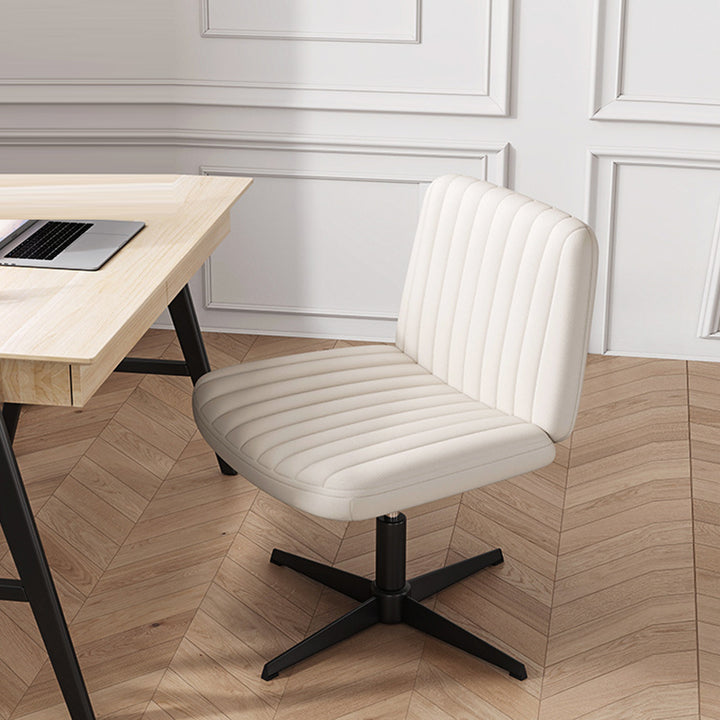 Modern Minimalist Square Rectangular Cat Scratch Leather Solid Wood Plywood Iron 360°Swivel Movable Height Adjustable Desk Chair Backrest Armless For Home Office
