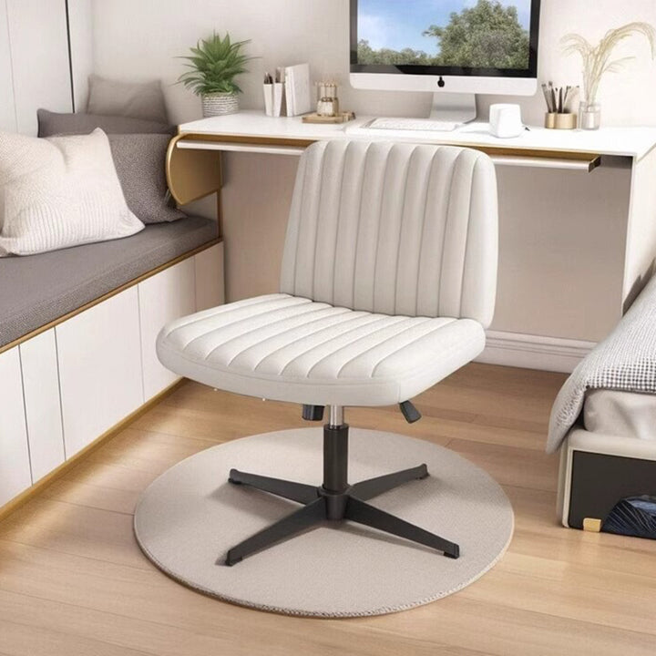 Modern Minimalist Square Rectangular Cat Scratch Leather Solid Wood Plywood Iron 360°Swivel Movable Height Adjustable Desk Chair Backrest Armless For Home Office