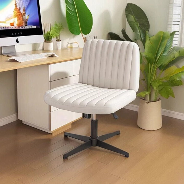 Modern Minimalist Square Rectangular Cat Scratch Leather Solid Wood Plywood Iron 360°Swivel Movable Height Adjustable Desk Chair Backrest Armless For Home Office