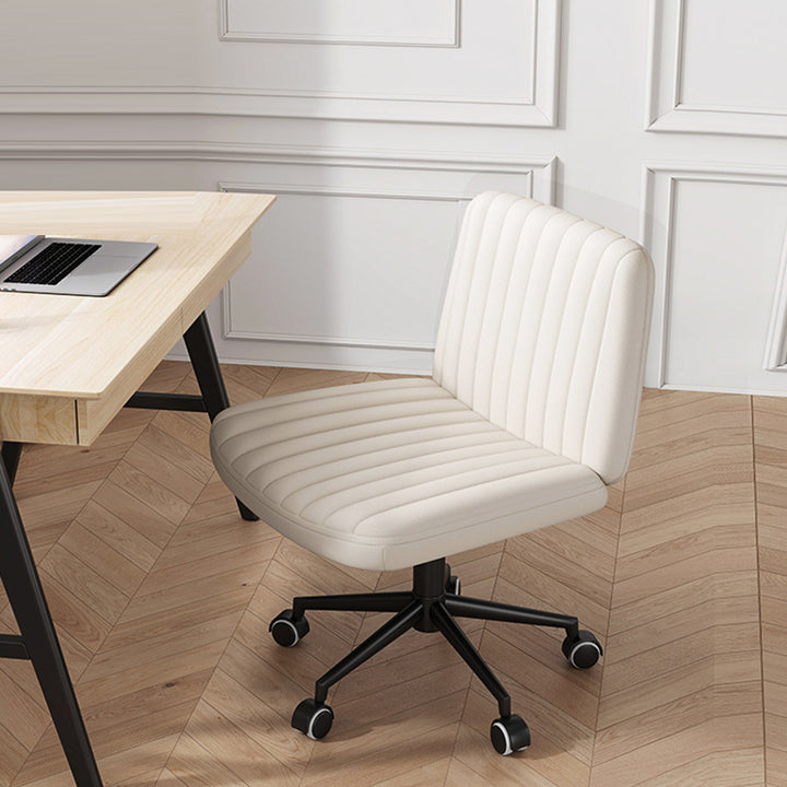 Modern Minimalist Square Rectangular Cat Scratch Leather Solid Wood Plywood Iron 360°Swivel Movable Height Adjustable Desk Chair Backrest Armless For Home Office