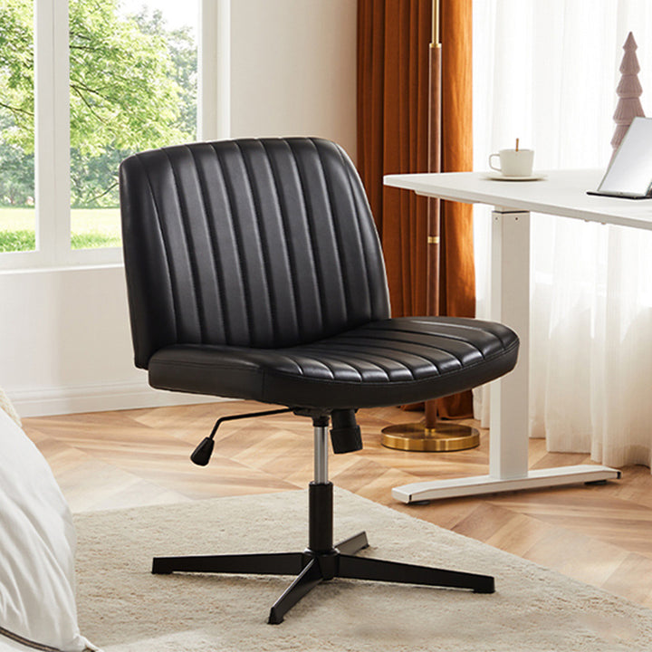 Modern Minimalist Square Rectangular Cat Scratch Leather Solid Wood Plywood Iron 360°Swivel Movable Height Adjustable Desk Chair Backrest Armless For Home Office