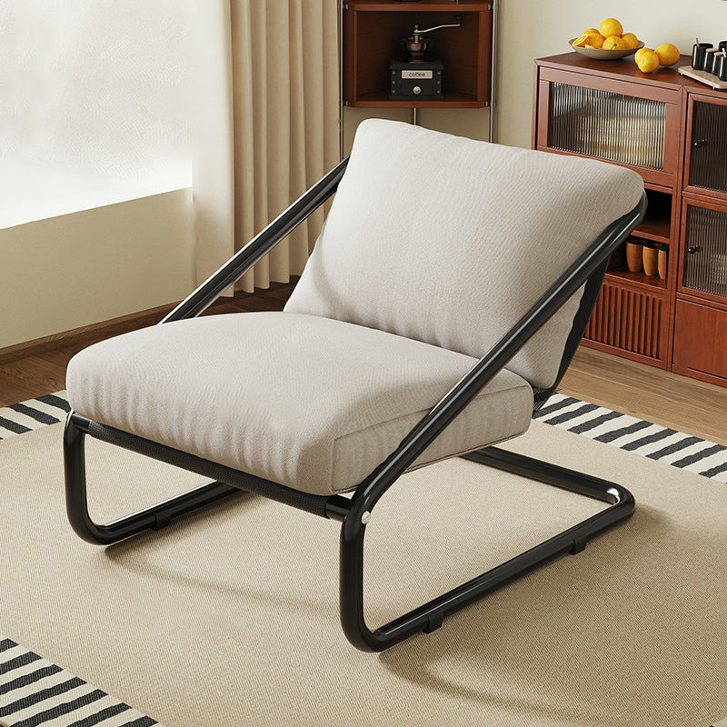 Sillón de acento moderno minimalista cuadrado/rectangular de algodón y acero al carbono con respaldo desmontable, sin brazos, para sala de estar 