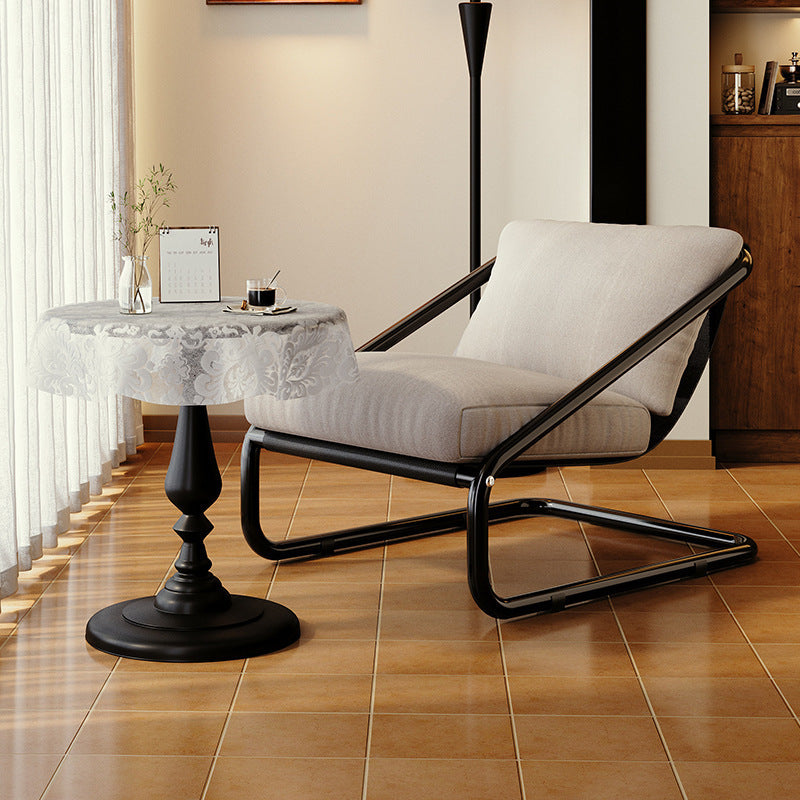 Sillón de acento moderno minimalista cuadrado/rectangular de algodón y acero al carbono con respaldo desmontable, sin brazos, para sala de estar 