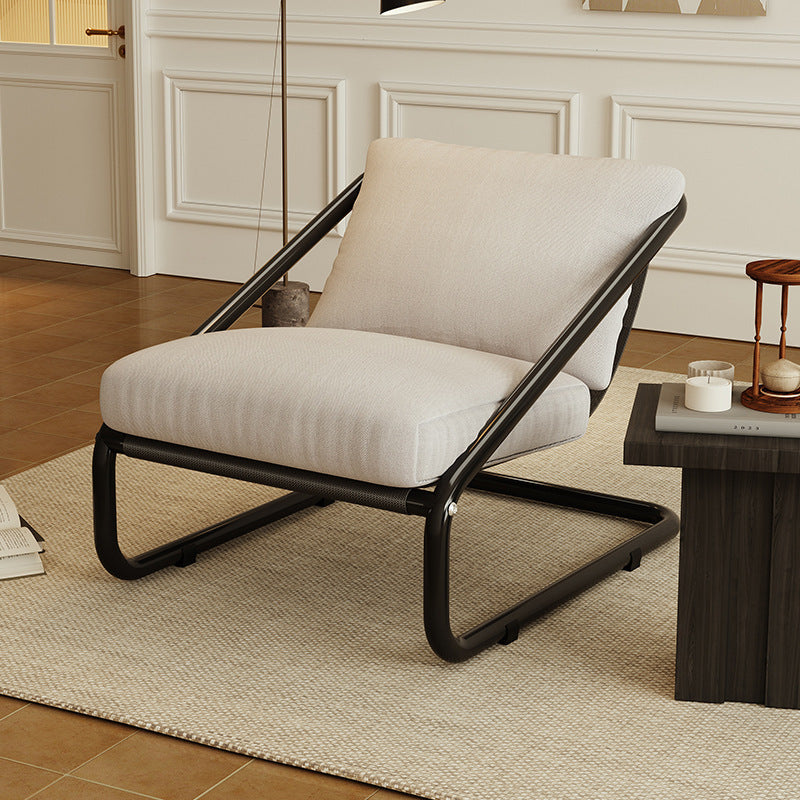 Sillón de acento moderno minimalista cuadrado/rectangular de algodón y acero al carbono con respaldo desmontable, sin brazos, para sala de estar 