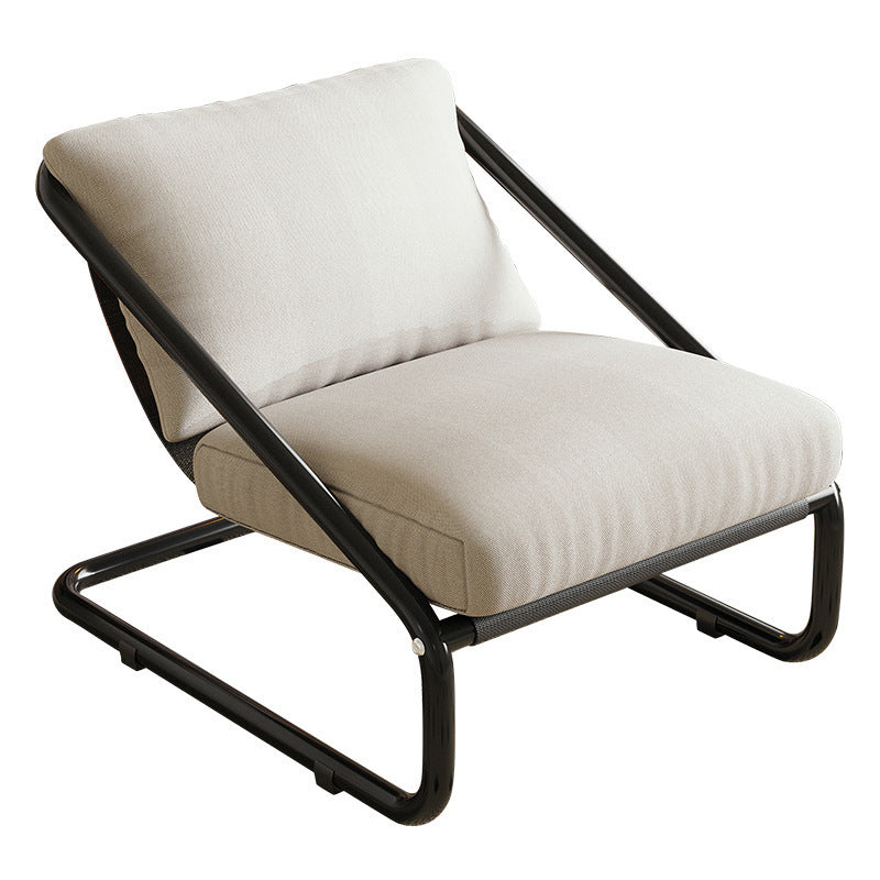 Sillón de acento moderno minimalista cuadrado/rectangular de algodón y acero al carbono con respaldo desmontable, sin brazos, para sala de estar 