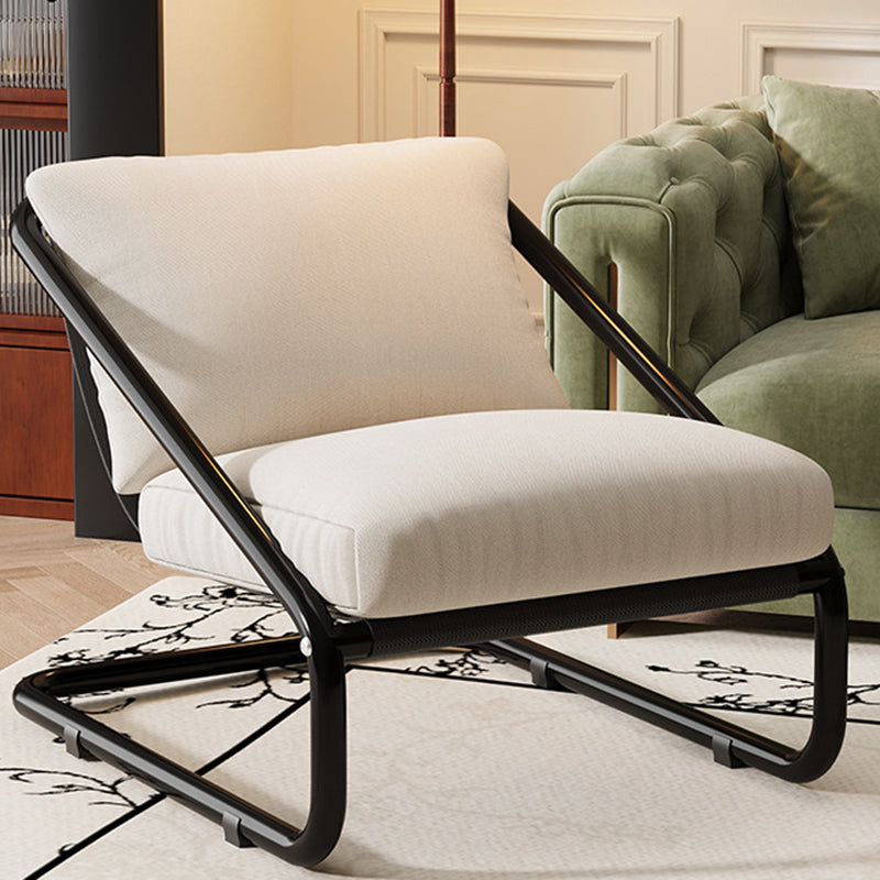 Sillón de acento moderno minimalista cuadrado/rectangular de algodón y acero al carbono con respaldo desmontable, sin brazos, para sala de estar 