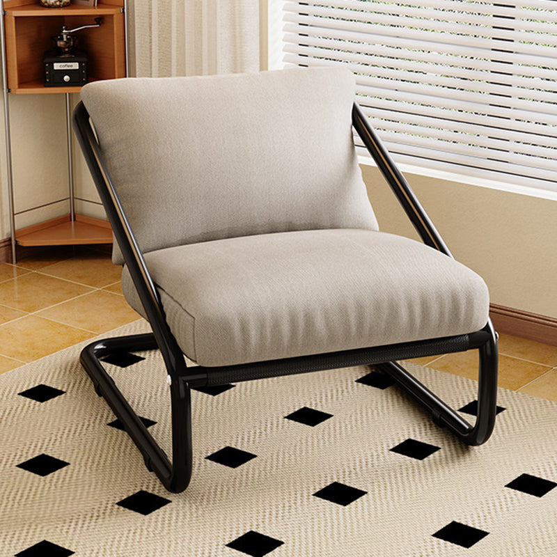 Sillón de acento moderno minimalista cuadrado/rectangular de algodón y acero al carbono con respaldo desmontable, sin brazos, para sala de estar 