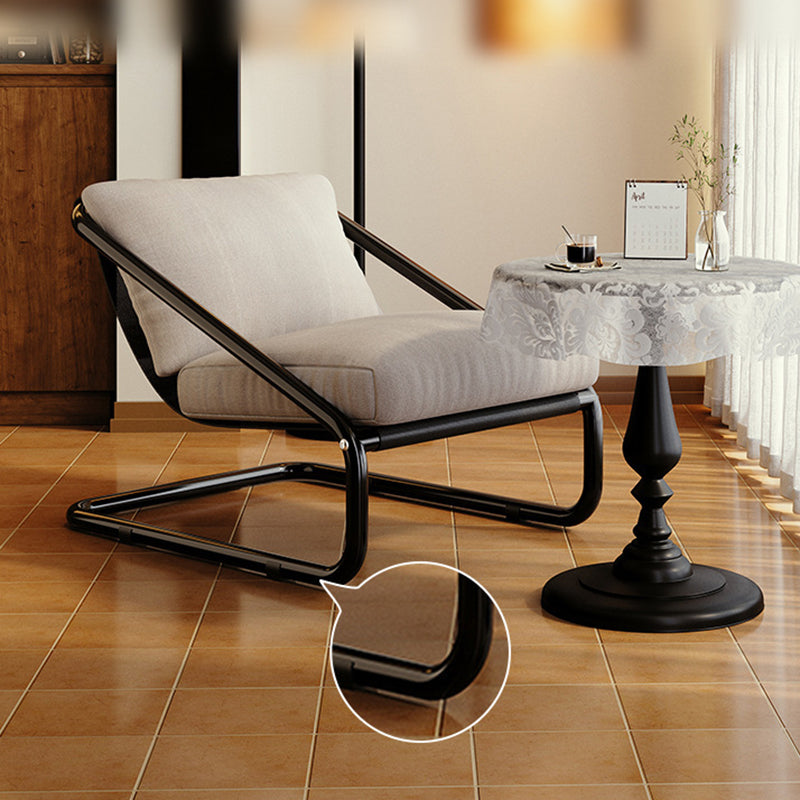 Sillón de acento moderno minimalista cuadrado/rectangular de algodón y acero al carbono con respaldo desmontable, sin brazos, para sala de estar 