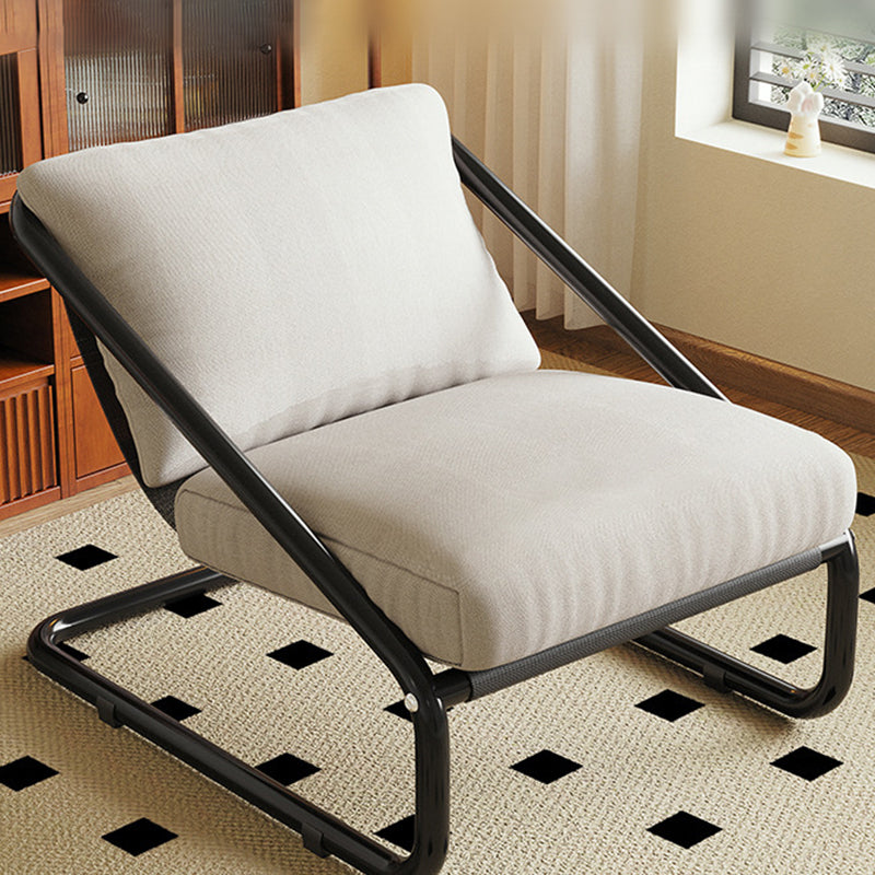 Sillón de acento moderno minimalista cuadrado/rectangular de algodón y acero al carbono con respaldo desmontable, sin brazos, para sala de estar 