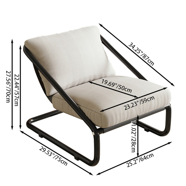 Sillón de acento moderno minimalista cuadrado/rectangular de algodón y acero al carbono con respaldo desmontable, sin brazos, para sala de estar 