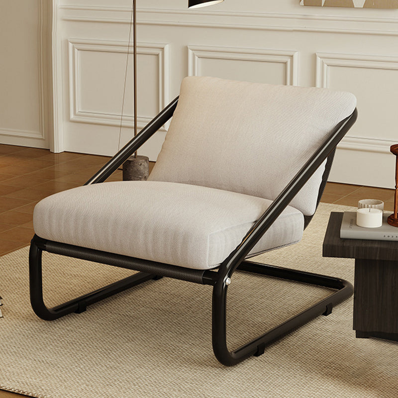 Sillón de acento moderno minimalista cuadrado/rectangular de algodón y acero al carbono con respaldo desmontable, sin brazos, para sala de estar 