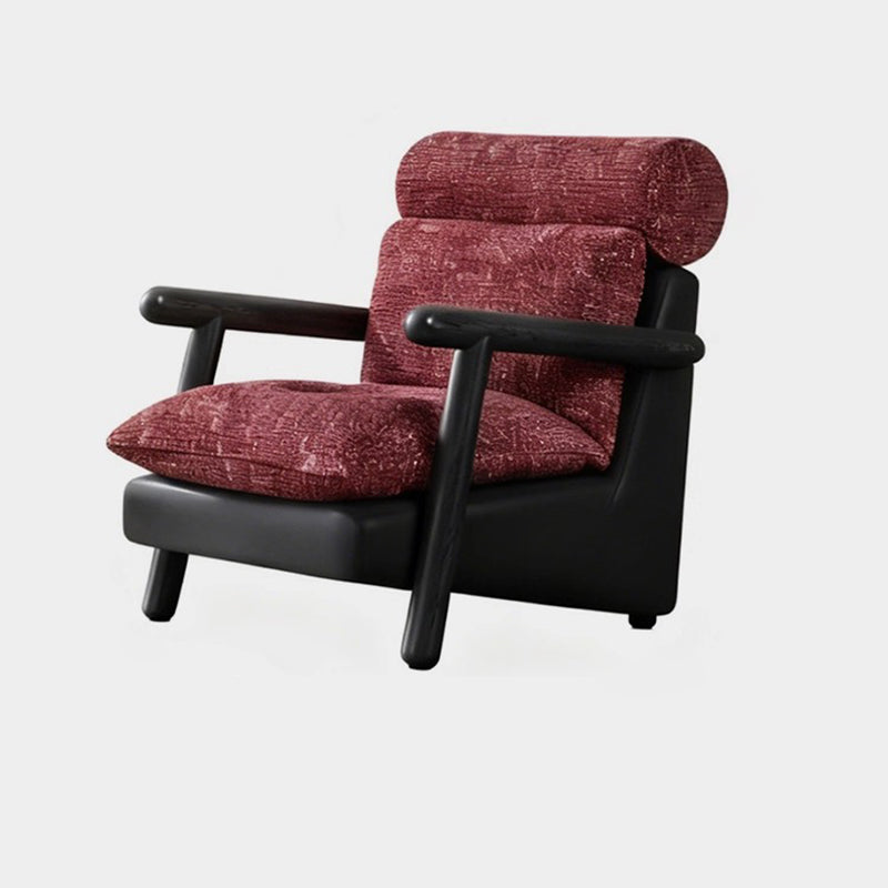 Zeitgenössischer Retro-Quadrat-Rechteckiger Baumwoll-Leinen Asche-Holz Abnehmbarer Akzentstuhl Rückenlehne Armlehne Für Wohnzimmer 