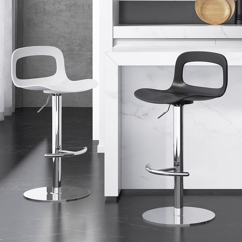 Moderner minimalistischer quadratischer rechteckiger PP Edelstahl drehbarer höhenverstellbarer Barhocker Rückenlehne armlos für Esszimmer &amp; Küche 