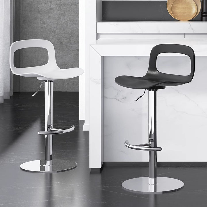 Moderner minimalistischer quadratischer rechteckiger PP Edelstahl drehbarer höhenverstellbarer Barhocker Rückenlehne armlos für Esszimmer &amp; Küche 
