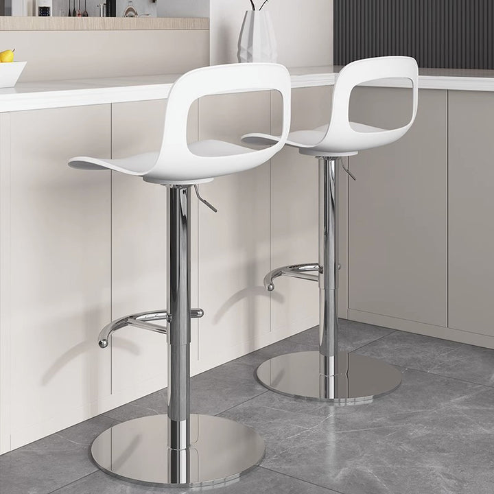 Moderner minimalistischer quadratischer rechteckiger PP Edelstahl drehbarer höhenverstellbarer Barhocker Rückenlehne armlos für Esszimmer &amp; Küche 