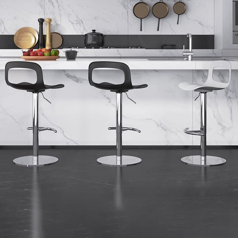 Moderner minimalistischer quadratischer rechteckiger PP Edelstahl drehbarer höhenverstellbarer Barhocker Rückenlehne armlos für Esszimmer &amp; Küche 