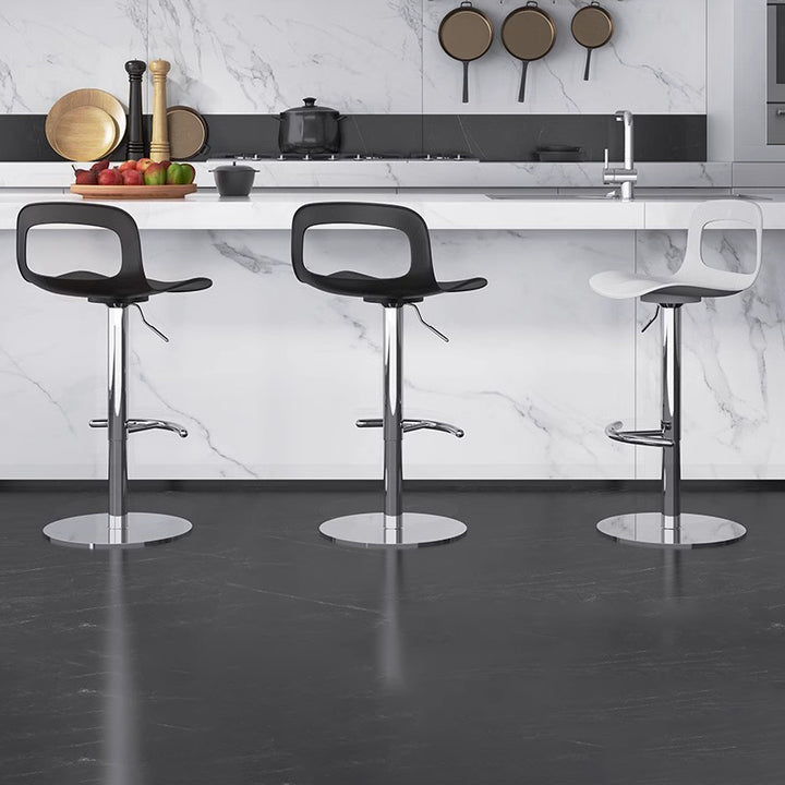 Moderner minimalistischer quadratischer rechteckiger PP Edelstahl drehbarer höhenverstellbarer Barhocker Rückenlehne armlos für Esszimmer &amp; Küche 