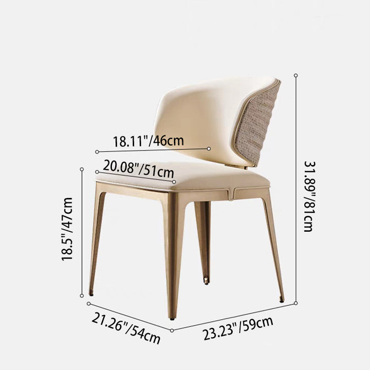 Contemporary Luxury Square Rectangular Microfiber Leather Stainless Steel Dining Chair Backrest Armless For Dining Room & Kitchen
