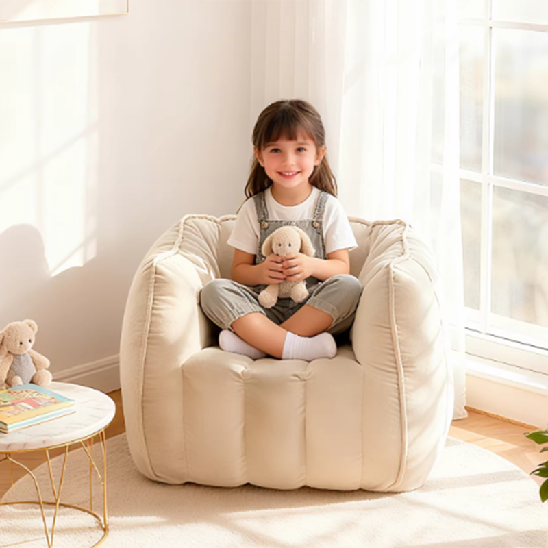 Moderno Minimalista Rectangular de Terciopelo Rebote Esponja Compresible Sofá Perezoso para Niños con Respaldo y Reposabrazos para Sala de Estar 