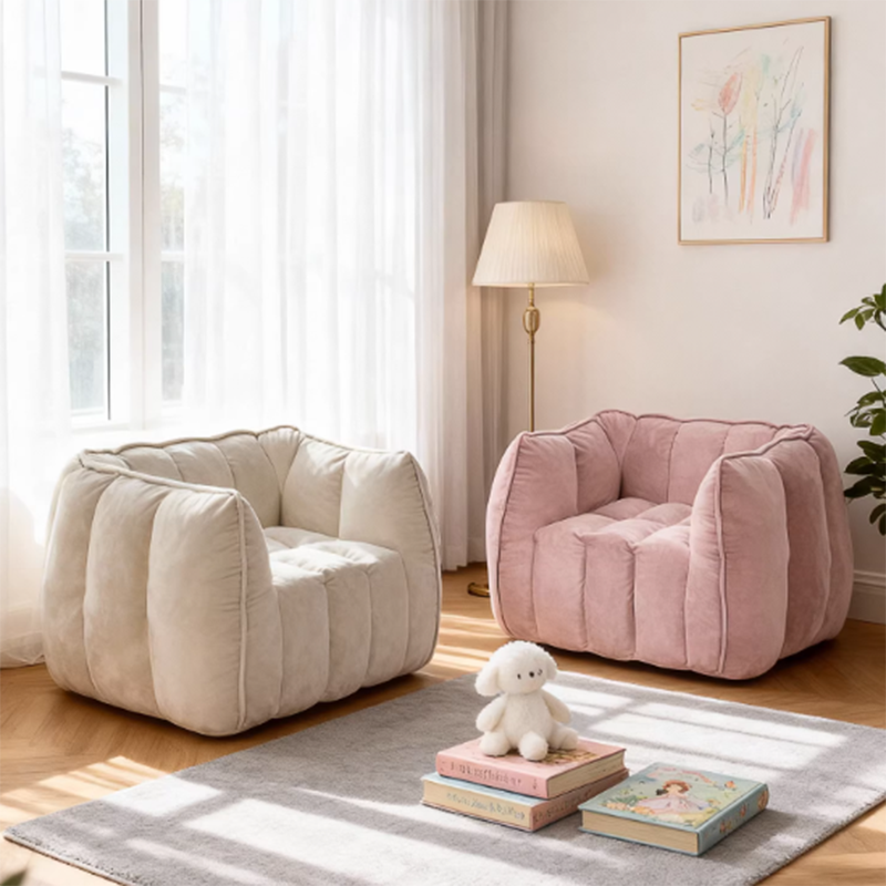 Moderno Minimalista Rectangular de Terciopelo Rebote Esponja Compresible Sofá Perezoso para Niños con Respaldo y Reposabrazos para Sala de Estar 