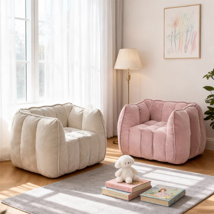 Moderno Minimalista Rectangular de Terciopelo Rebote Esponja Compresible Sofá Perezoso para Niños con Respaldo y Reposabrazos para Sala de Estar 