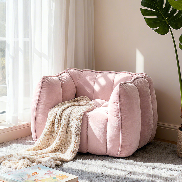 Moderno Minimalista Rectangular de Terciopelo Rebote Esponja Compresible Sofá Perezoso para Niños con Respaldo y Reposabrazos para Sala de Estar 