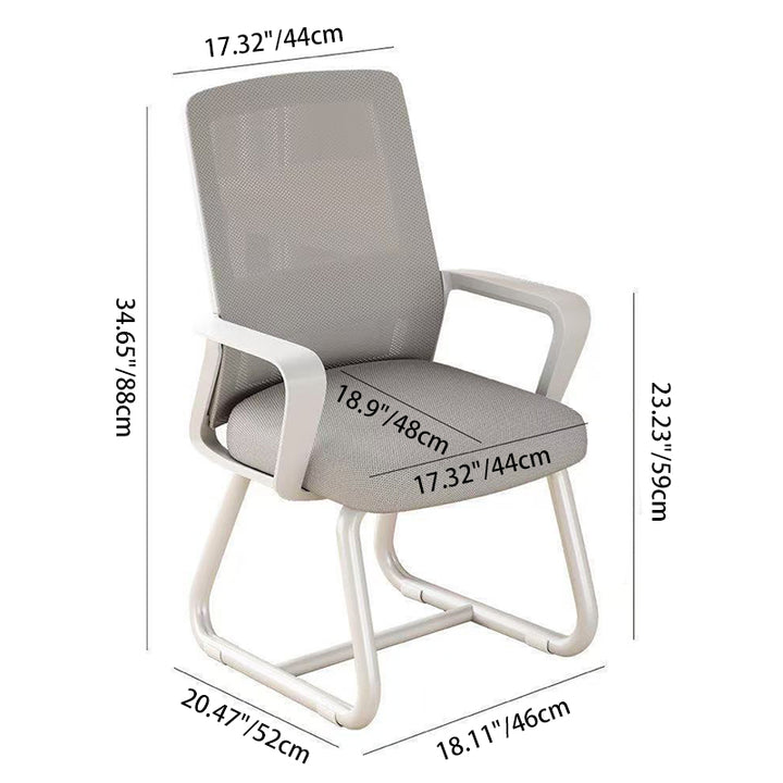 Modern Minimalist Square Rectangular Mesh Fabric Carbon Steel Desk Chair Backrest Armrest For Home Office