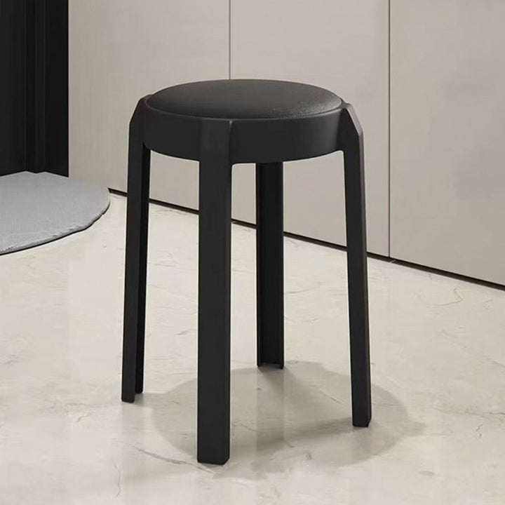 Moderner minimalistischer runder PU-Leder-PP-stapelbarer Esszimmerstuhl mit Rückenlehne und Armlehne für Esszimmer & Küche 