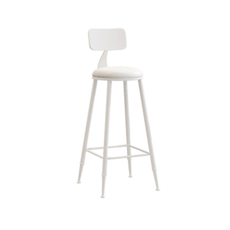 Tabouret de bar rond minimaliste moderne en cuir PU et acier galvanisé avec dossier, sans accoudoirs, pour salle à manger et cuisine 