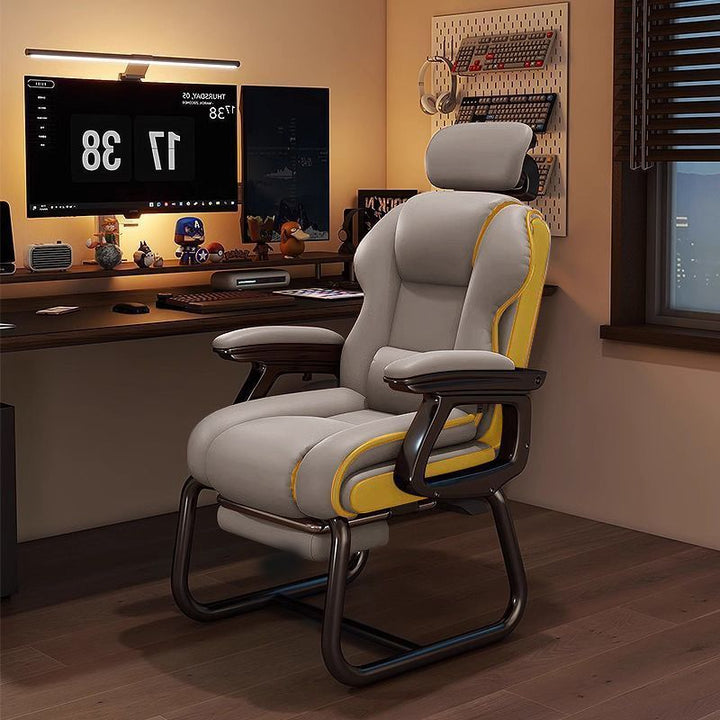 Moderner minimalistischer quadratischer PU-Leder-Nylon-MDF-Eisen-Schreibtischstuhl mit Rückenlehne und Armlehne für das Home Office 
